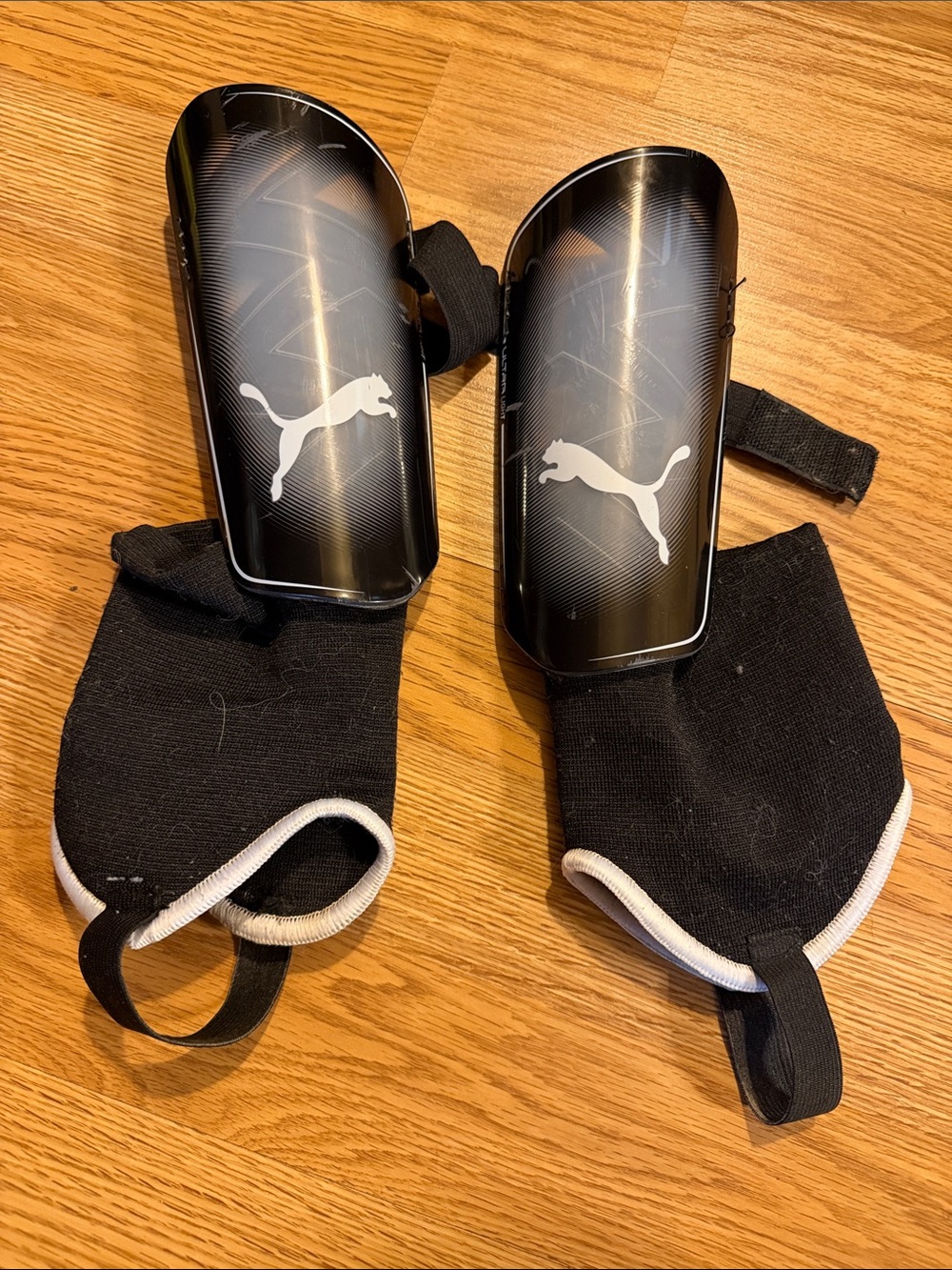 Puma Black and White Soccer Shin Guards with Ankle Sleeves
